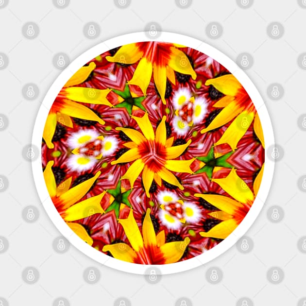 Happy Sun Flower Pattern Magnet by PatternFlower